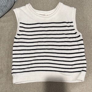 moon & madison Black and White Striped Crop Top
